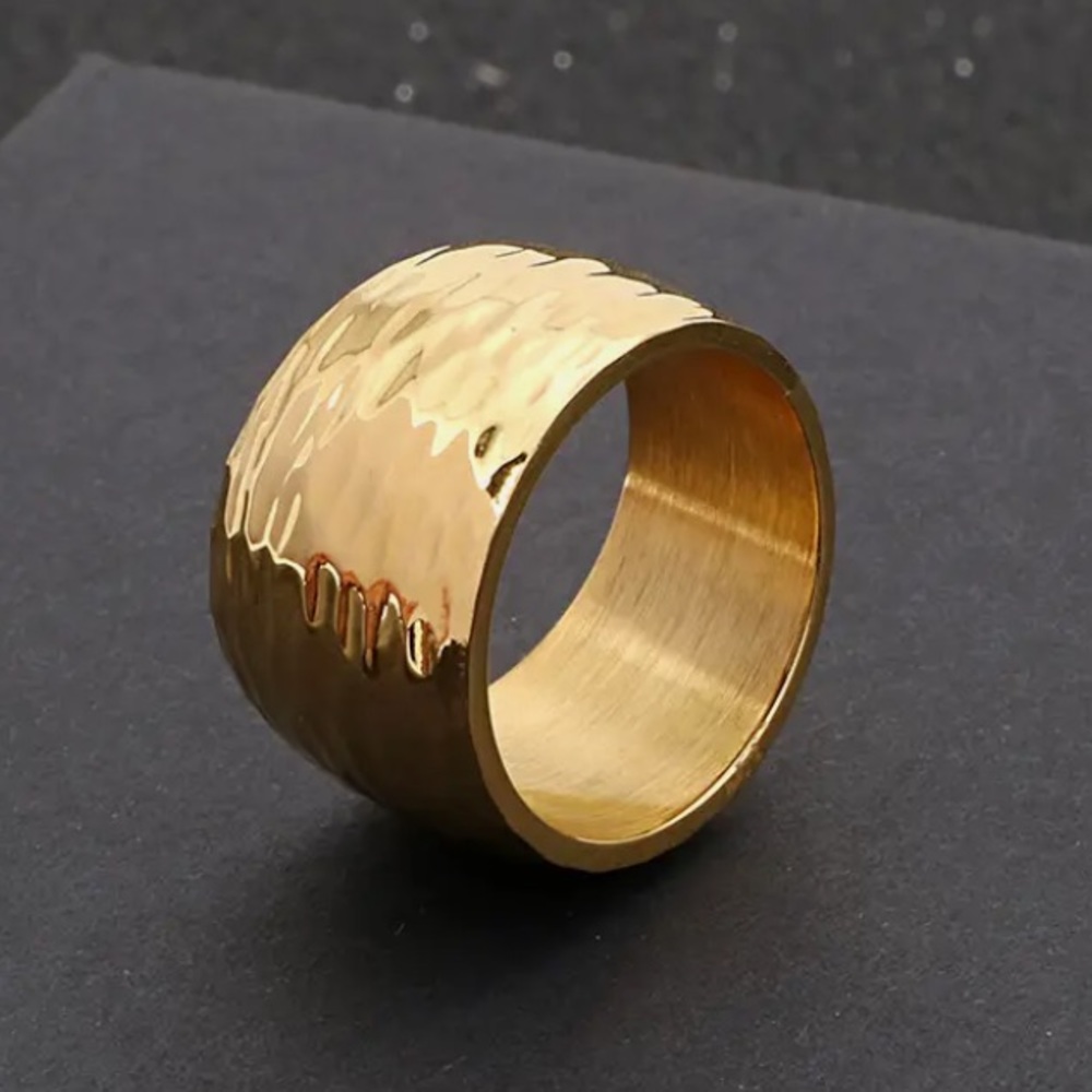 18k Gold Plated Titaium Steel Handcrafted Ring Sizes 7-8 or 9